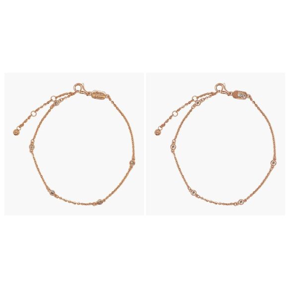 Suzy Levian 14K Rose Gold .10ct Diamond Station Bracelet $1320+